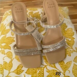 a new day Nude Rhinestone Double-Strap Slide Mules
